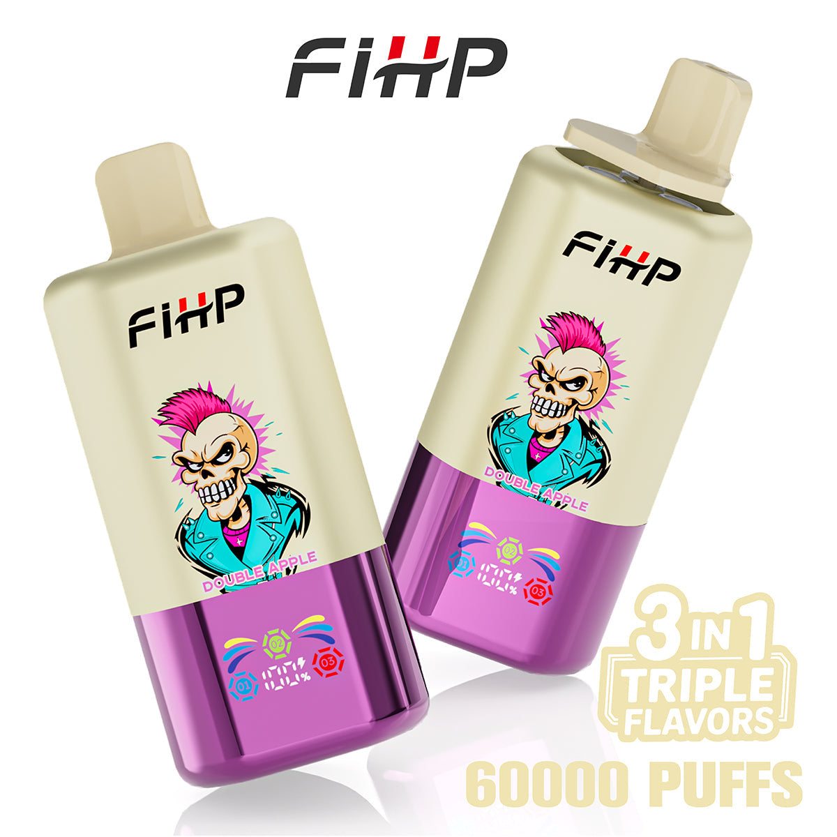 FIHP 60 000 slukk, három ízű e-cigaretta