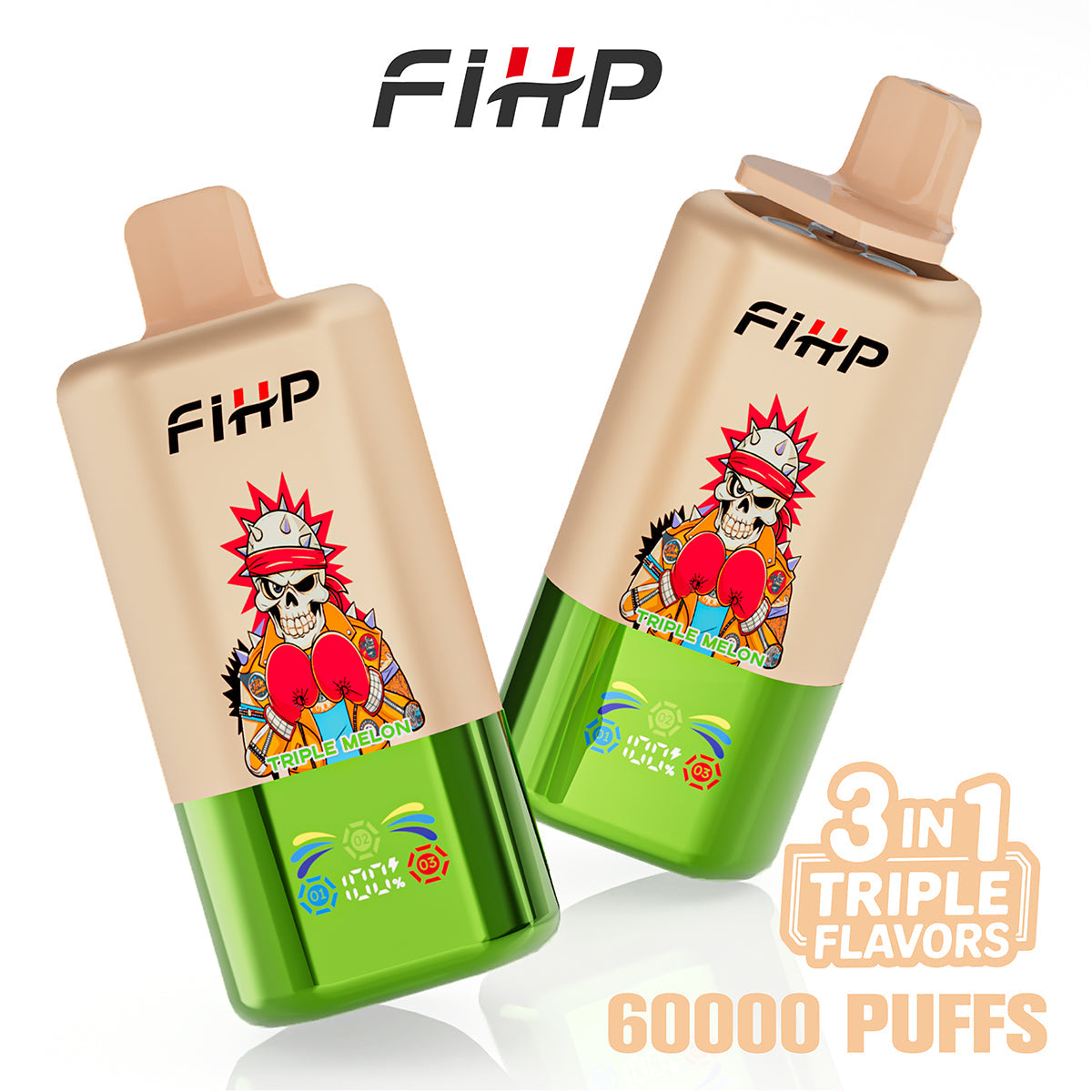 FIHP 60 000 slukk, három ízű e-cigaretta