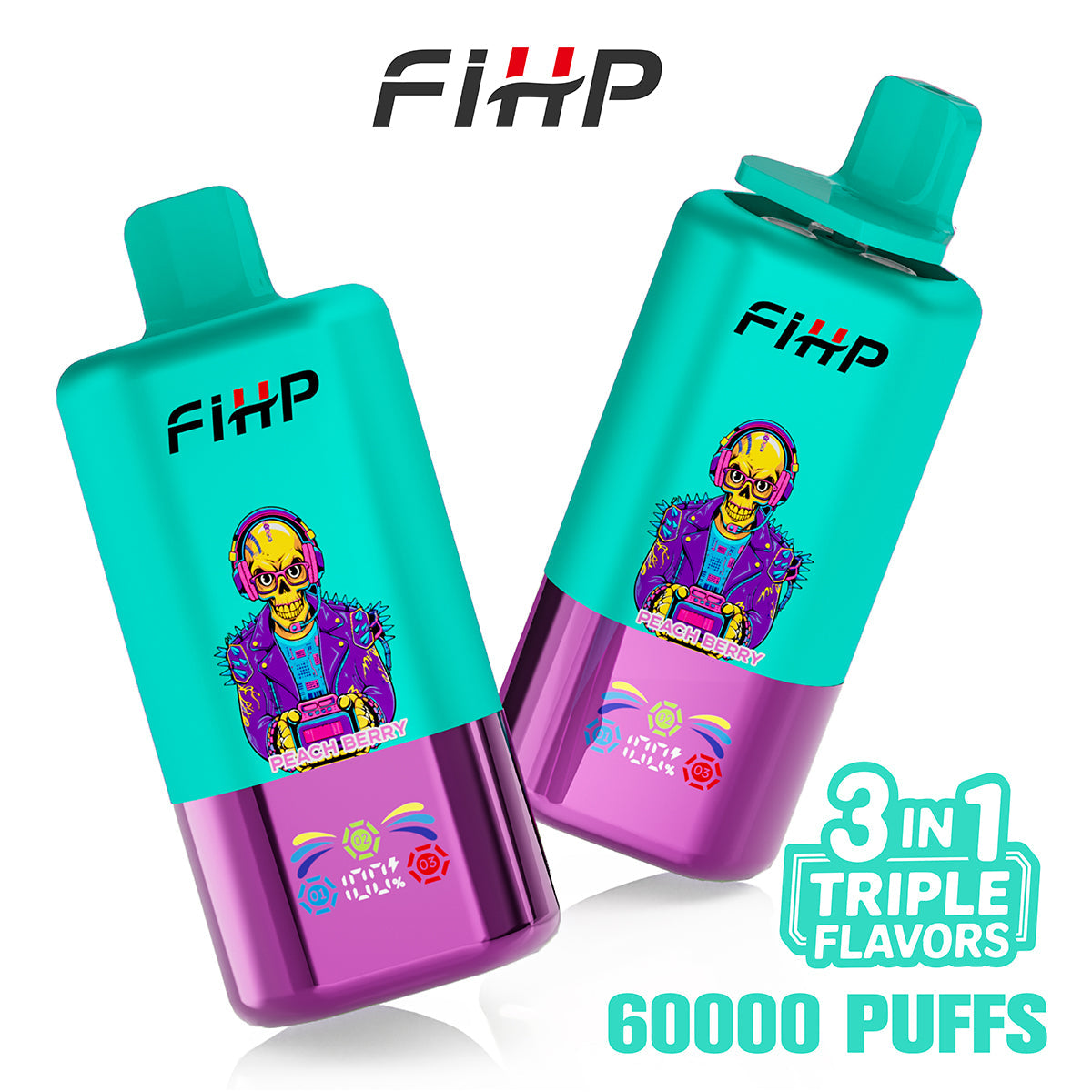 FIHP 60 000 slukk, három ízű e-cigaretta