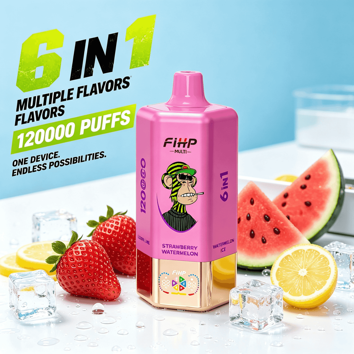 FIHP 120k Puffs 6in1 Többízű Vape (120,000 slukk)